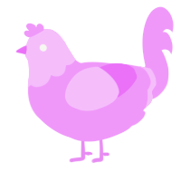 A lavender chicken with a head pattern