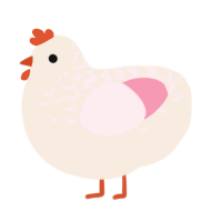 A cream and rose chicken with a half-lace pattern
