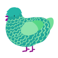 Sea Sick, a turquoise and spring chicken with a lace pattern