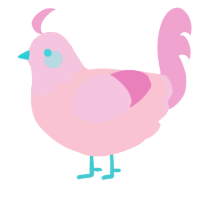Trans pired, a rose and pink chicken with a head pattern