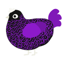 The Seer, a black and violet chicken with a double-lace pattern