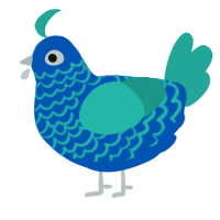 A ultramarine and turquoise chicken with a lace pattern