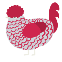 A mist and crimson chicken with a lace pattern