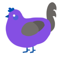 A blurple and grey chicken