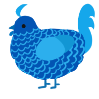 A ultramarine and sky chicken with a lace pattern