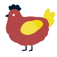 A red and yellow chicken