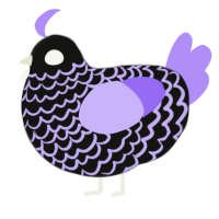 A black and lilac chicken with a lace pattern