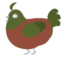 A russet and olive chicken with a head pattern