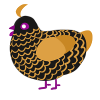 Amphora, a sable and orange chicken with a lace pattern