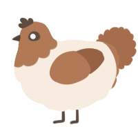 A cream and brown chicken with a head pattern
