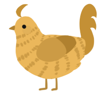 A honey and gold chicken with a bar pattern