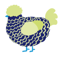 A navy and lemon chicken with a lace pattern
