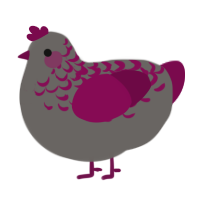 A grey and wine chicken with a half-lace pattern