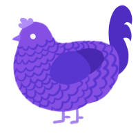 A blurple and indigo chicken with a lace pattern