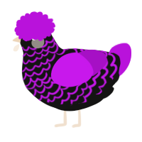 A black and amethyst chicken with a lace pattern