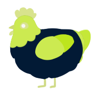 A tumblr and lime chicken with a head pattern