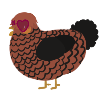 A russet and sable chicken with a lace pattern