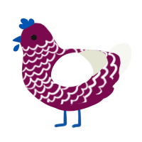 A wine and white chicken with a lace pattern
