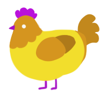 A yellow and ochre chicken with a head pattern