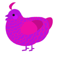 A amethyst and fuchsia chicken with a lace pattern