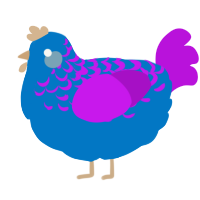 A sapphire and amethyst chicken with a half-lace pattern
