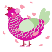Juuryu, a fuchsia and gluppy chicken with a lace pattern
