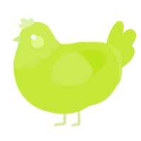 A lime chicken with a head pattern