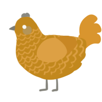 A ochre and orange chicken with a lace pattern
