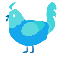 A sky and aqua chicken with a head pattern