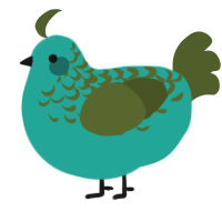 A turquoise and olive chicken with a half-lace pattern