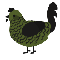 A olive and sable chicken with a lace pattern