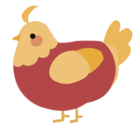 toffee bark, a red and honey chicken with a head pattern