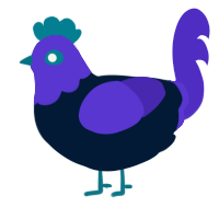 A tumblr and indigo chicken with a head pattern