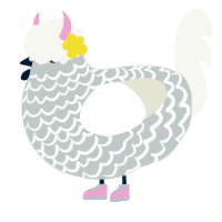 A silver and white chicken with a lace pattern