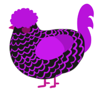 A sable and amethyst chicken with a lace pattern