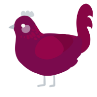A wine and maroon chicken with a neck-speckle pattern