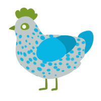 A silver and cerulean chicken with a speckle pattern