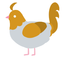 A mist and ochre chicken with a head pattern