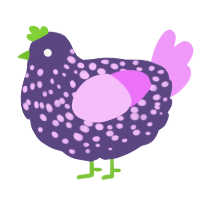 A overcast and lavender chicken with a speckle pattern