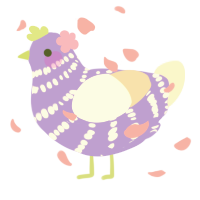 A lilac and cream chicken with a bar pattern