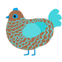 (unnamed), a brown and aqua chicken with a lace pattern