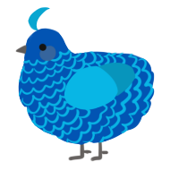 A ultramarine and cerulean chicken with a lace pattern