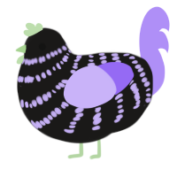 A sable and lilac chicken with a bar pattern