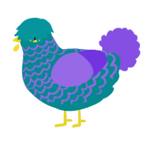 Mouthwash, a teal and blurple chicken with a lace pattern