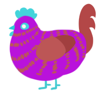 rust, a amethyst and red chicken with a bar pattern