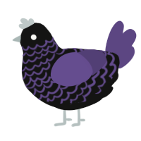 A black and overcast chicken with a lace pattern