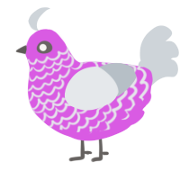 A orchid and mist chicken with a lace pattern