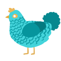 A aqua and teal chicken with a lace pattern