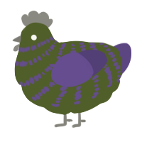 A olive and overcast chicken with a bar pattern
