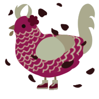 A fuchsia and silver chicken with a lace pattern